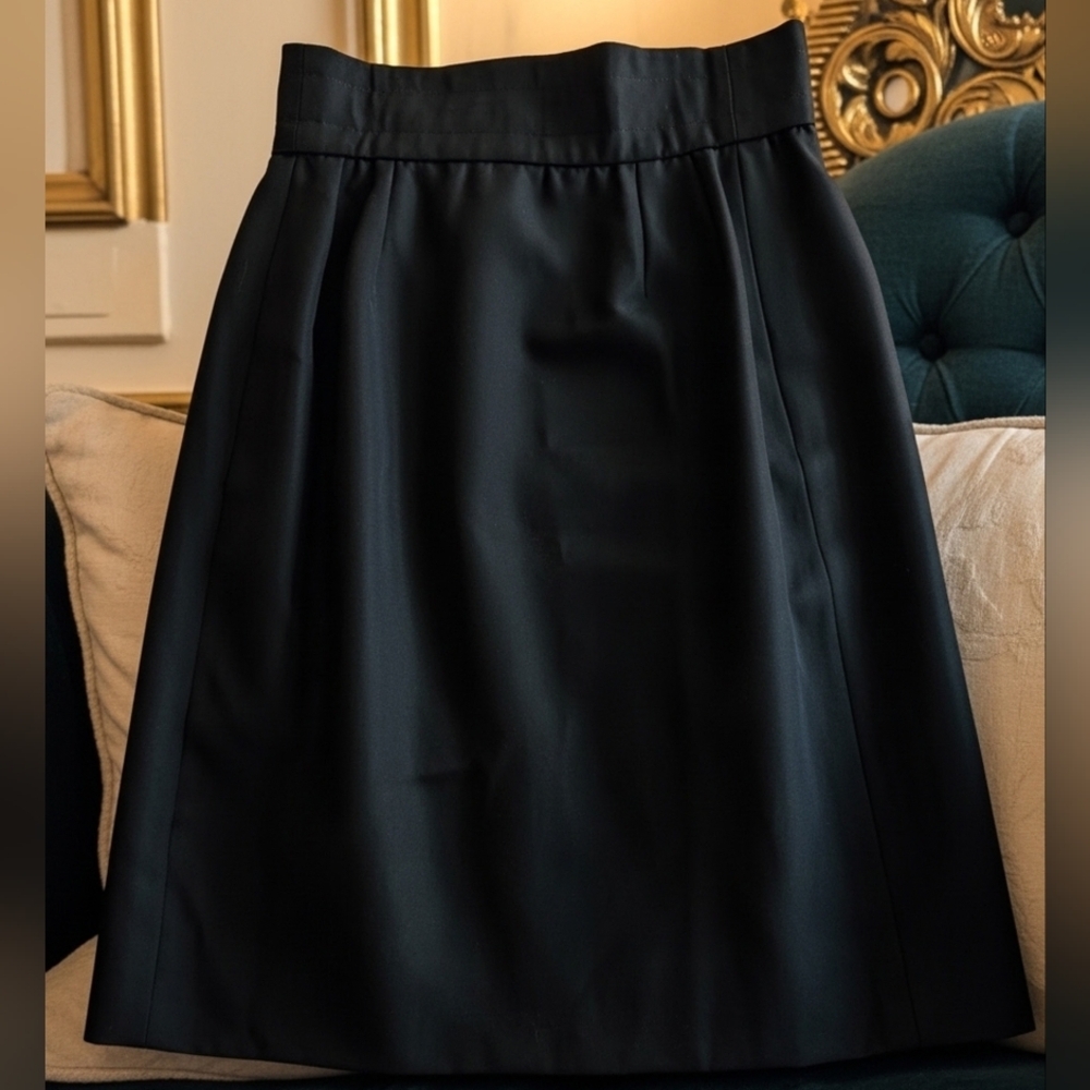 Vintage Saint Laurent Black Wrap-Front A-Line Skirt with Button Accents - Picture 4 of 8